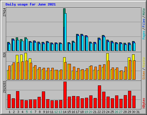 Daily usage for June 2021