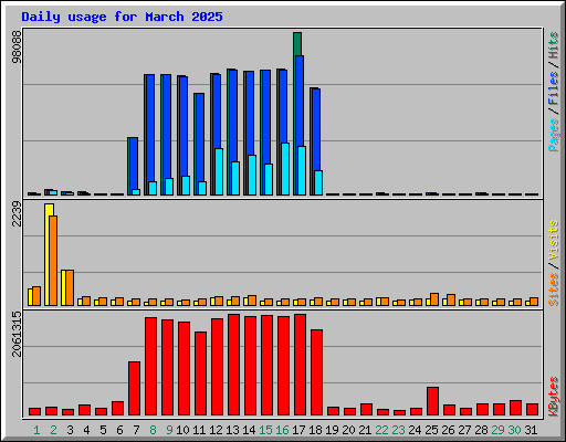 Daily usage for March 2025
